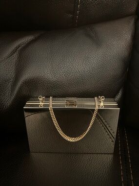 Versace mirrored hard clutch hand bag purse
